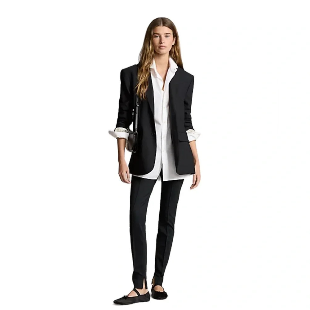 Ralph Lauren Polo Women's Black Side Slit Stretch Slim Skinny Pants Size XS